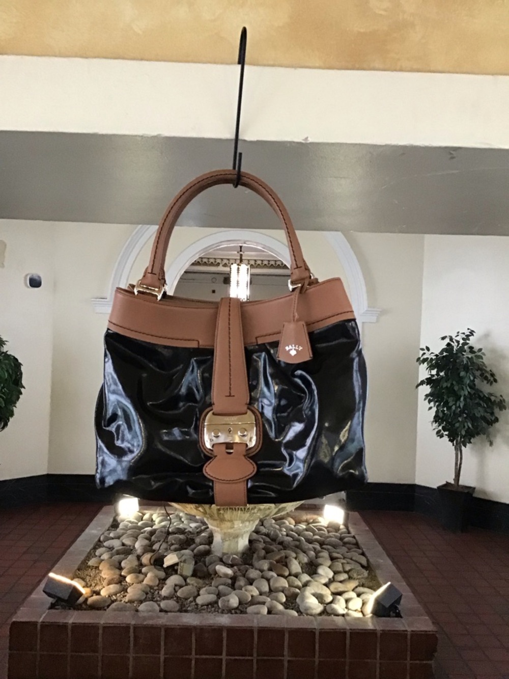 Bally Black Patent and Brown Leather Tote